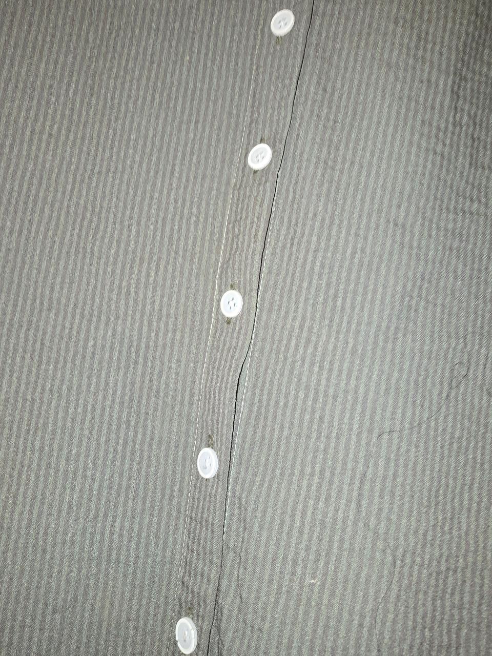 Sage Green Ribbed Button-Up Shirt with Mesh Detail - Thumbnail 3