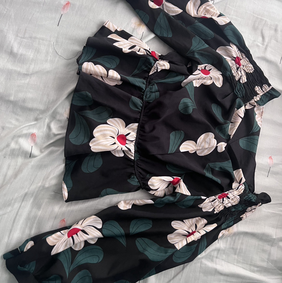 off-the-shoulder floral crop top