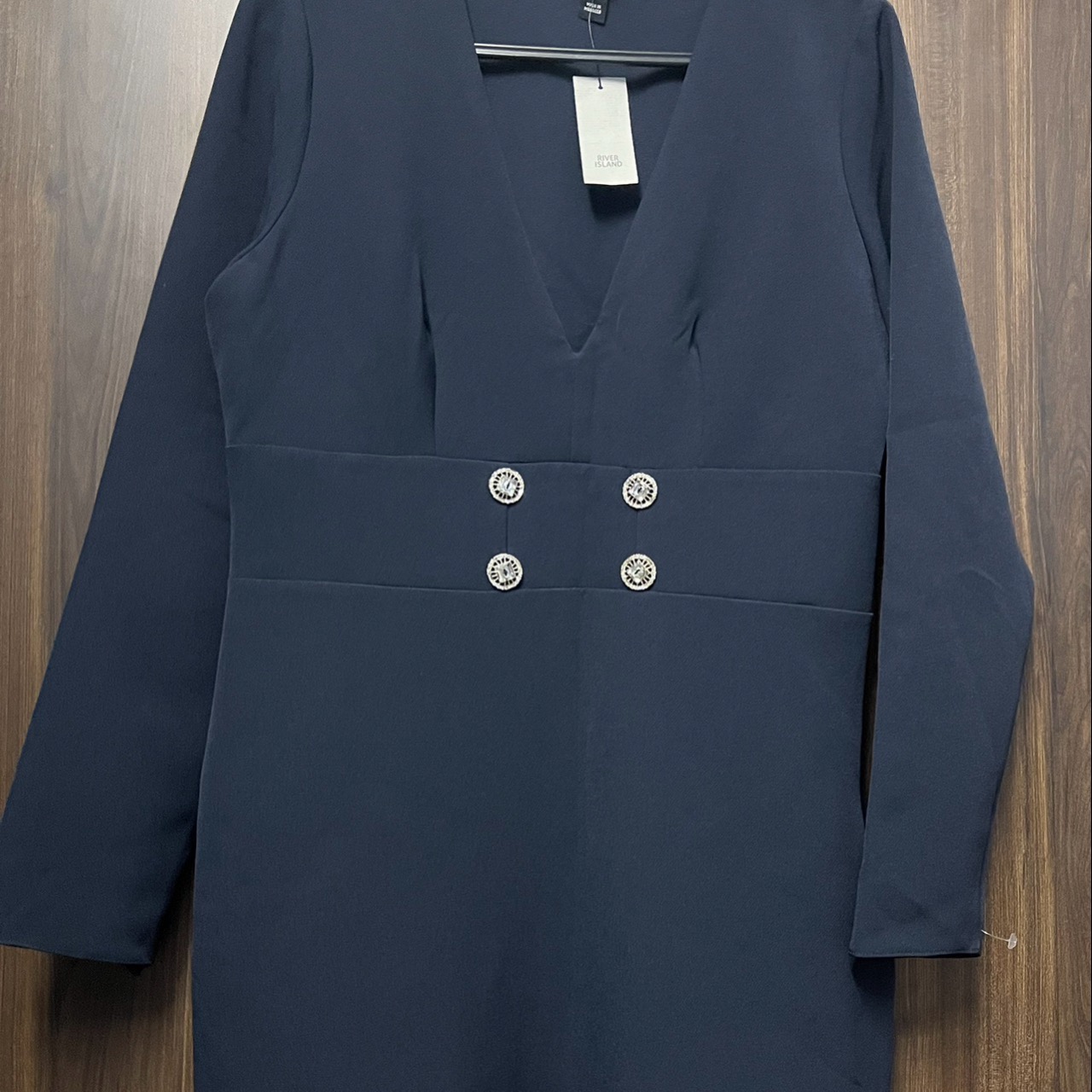 River Island Navy Button Detail minidress