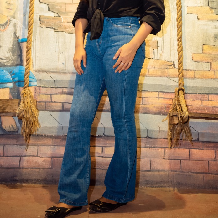 Women’s High-Waisted Stretch Bootcut Denim Jeans – Classic Blue - Image 1
