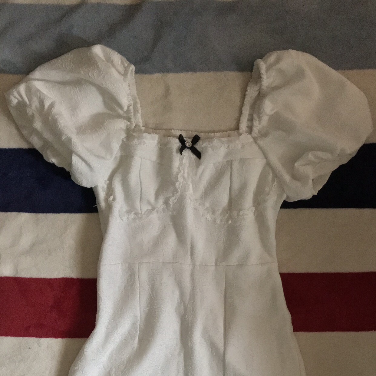 White Koreanstyle Dress With Slit