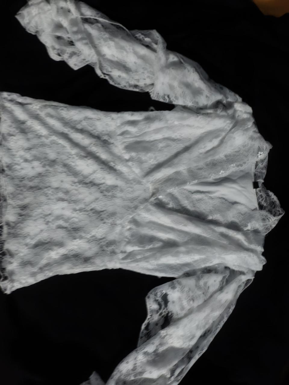 White Lace Long  Sleeve                                                         Blue T-shirt - Thumbnail 4