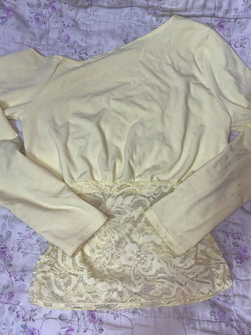 Butter Yellow Net Off shoulder Top - Thumbnail 3