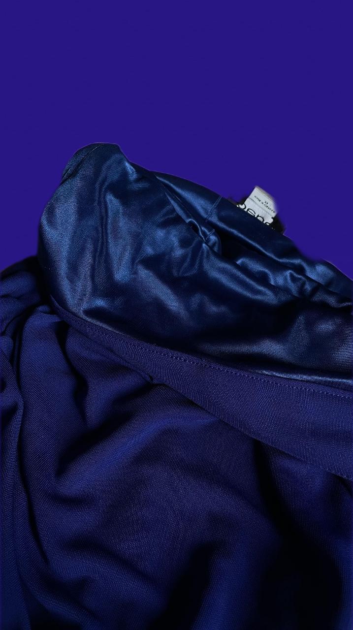 Navy Draped Ruched Asymmetrical Maxi Skirt - Thumbnail 2