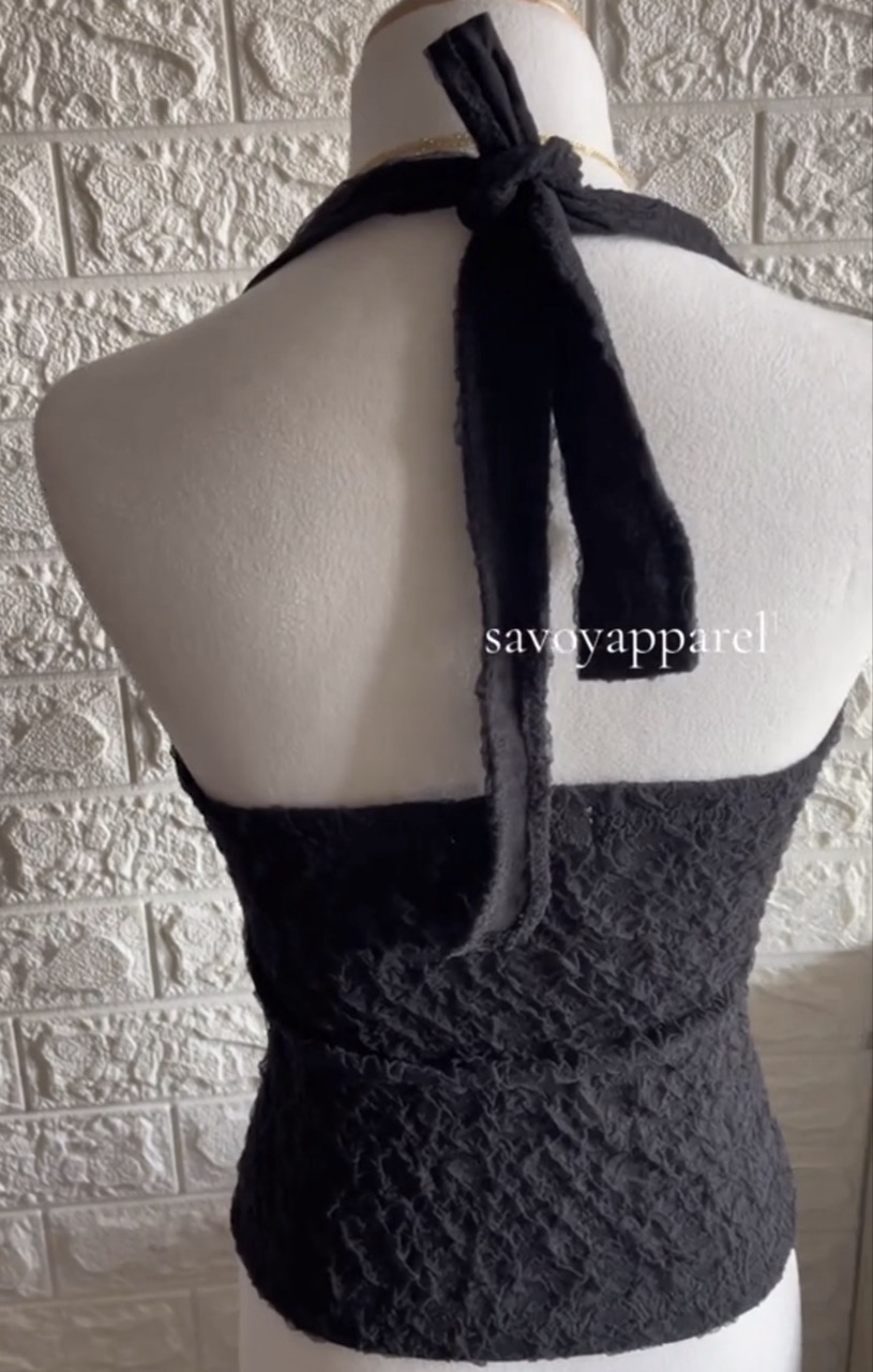 Black Halter Top - Thumbnail 2