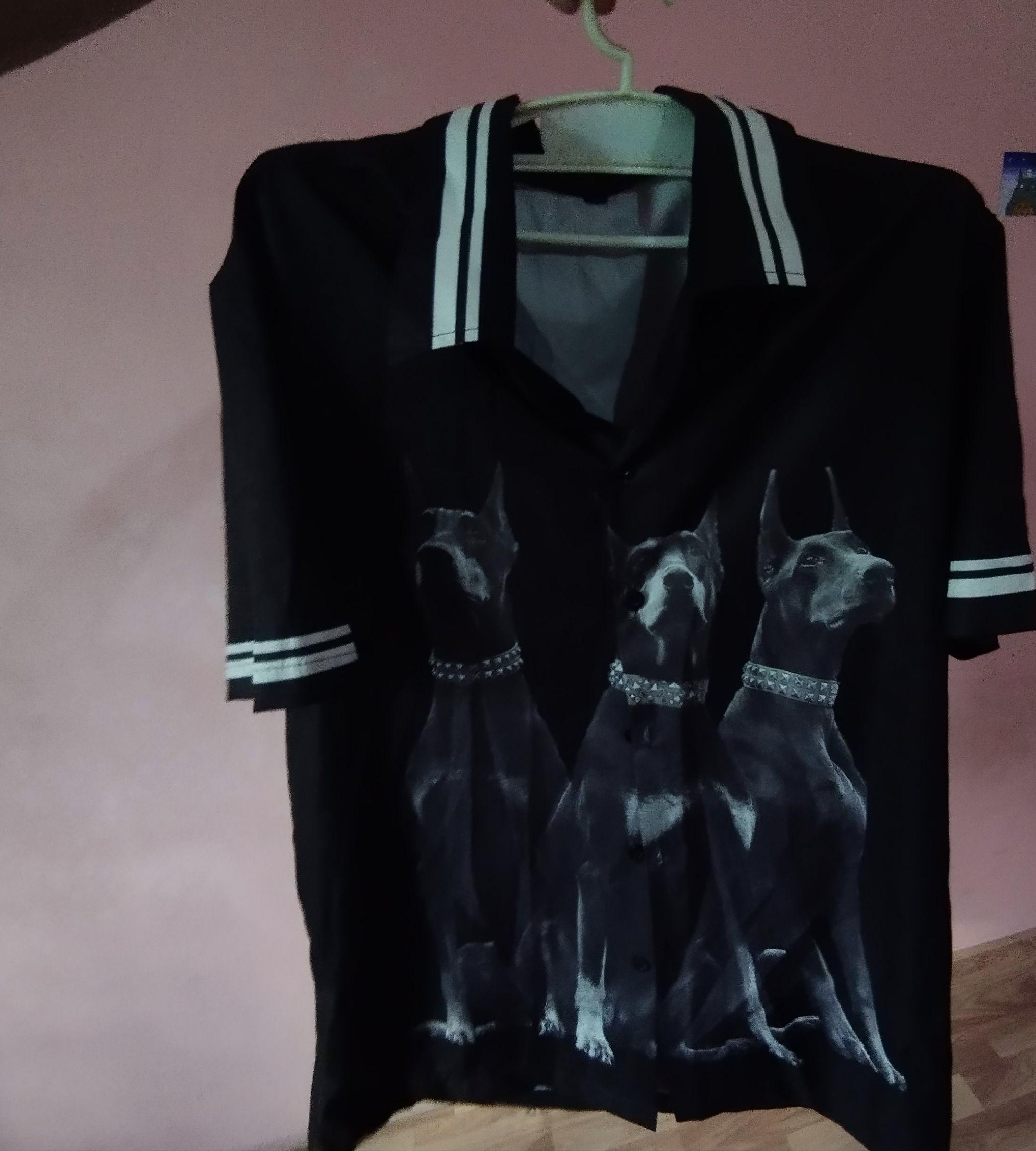 Black Graphic Short-Sleeve Button-Up Shirt - Thumbnail 3