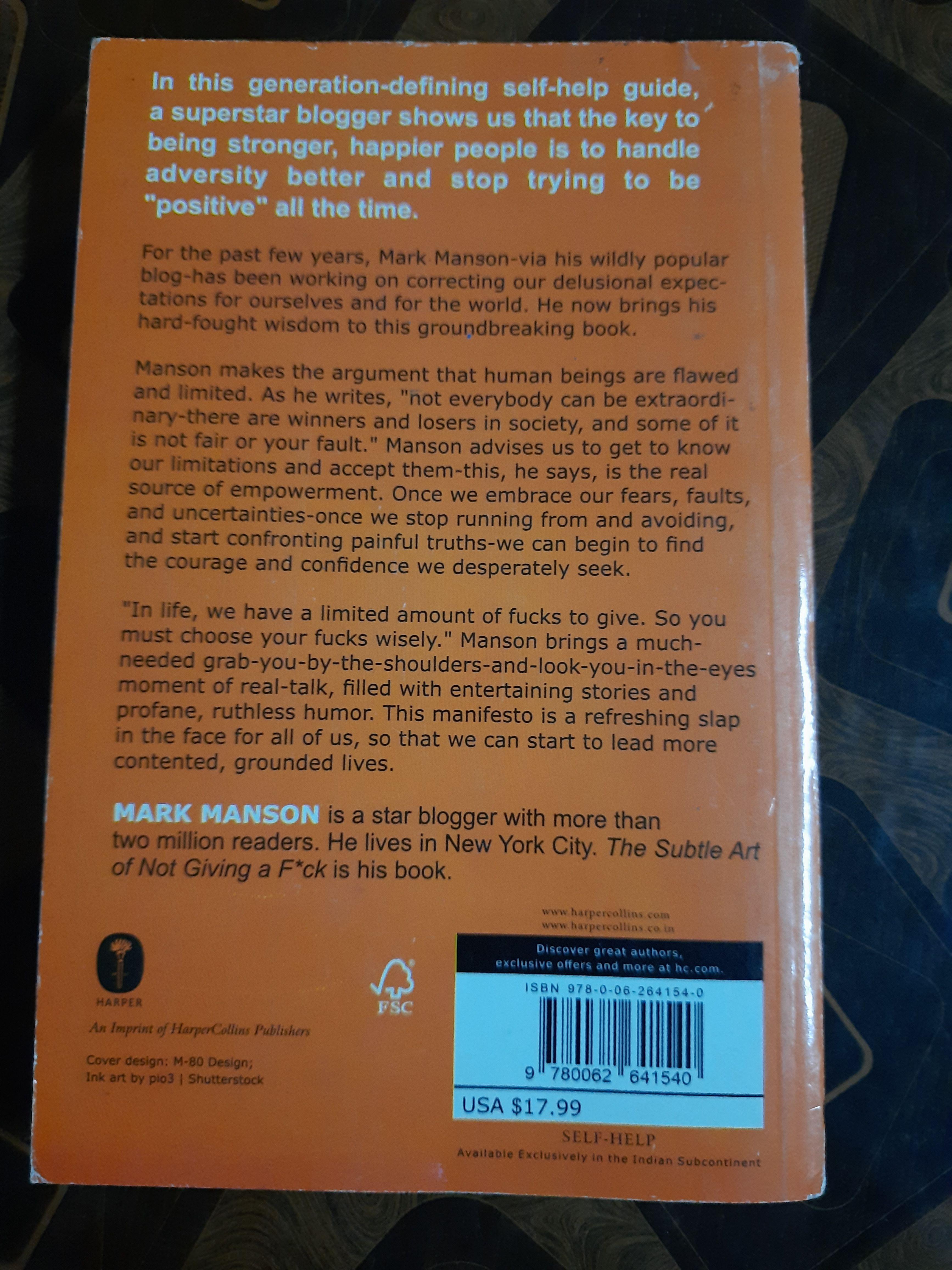The Subtle Art Of Not Giving A Fuck Book - Thumbnail 3