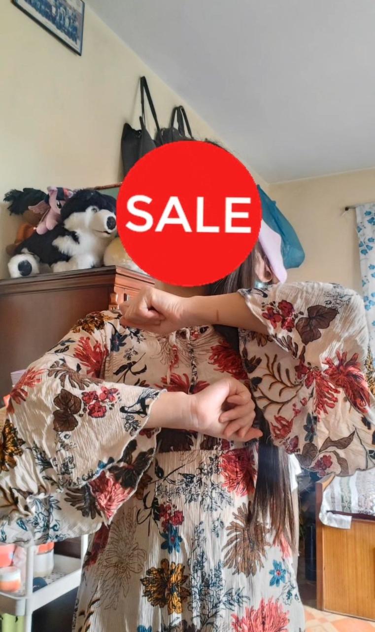Boho Floral Bell-sleeve Mini Dress - Thumbnail 4