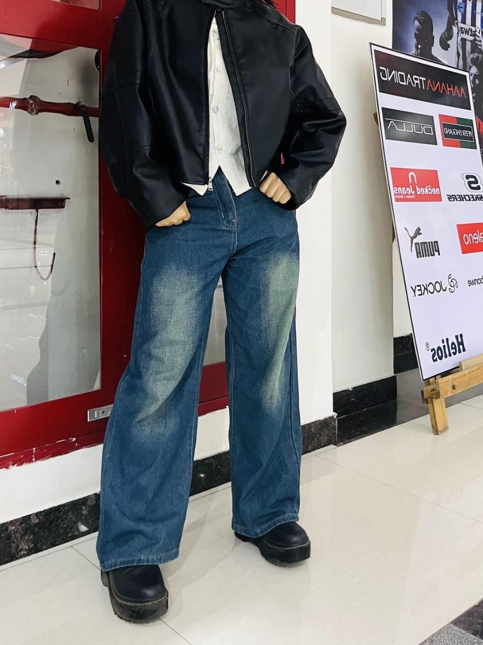 Washed Denim Pants