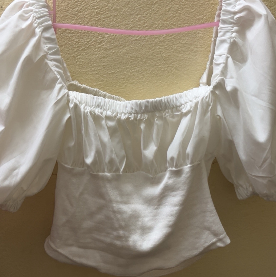 white puff sleeve top