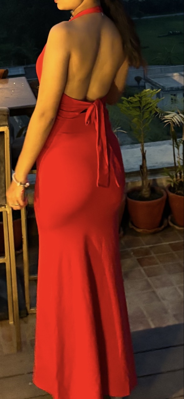 ❤️ Red Halter Maxi Dress - Thumbnail 4