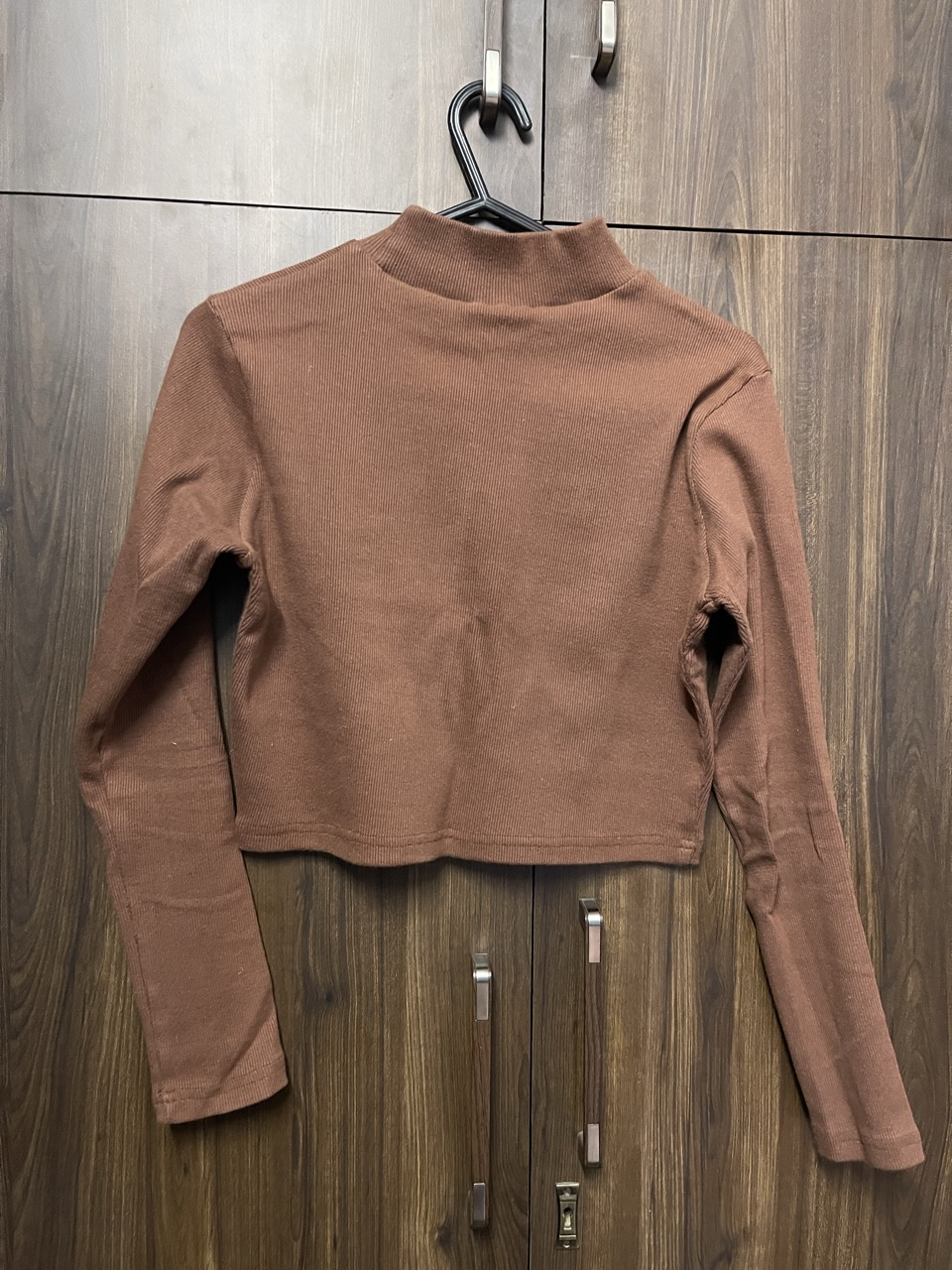 Crop Brown Top - Thumbnail 2