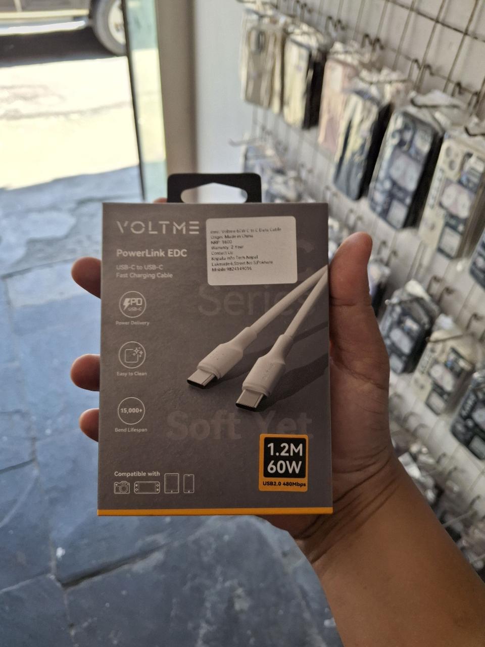 100% Original VOLTME 60W Powerlink EDC USB-C to USB-C Fast Charging Cable (18 Month Warrnaty)