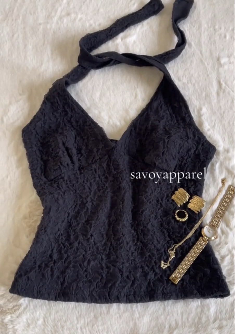Black Halter Top - Thumbnail 4