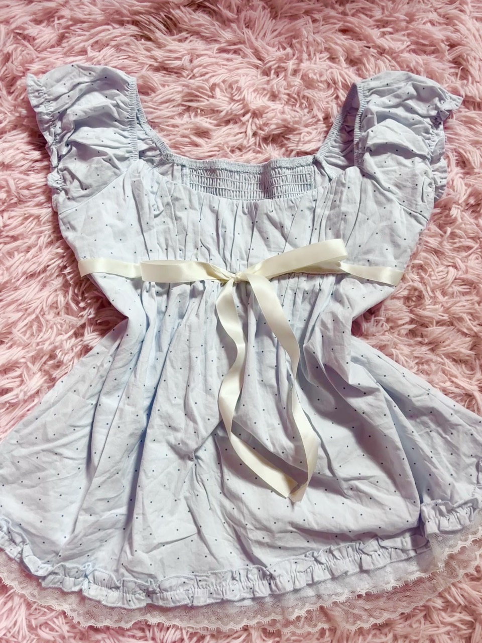 soft blue milkmaid babydoll top✨🌸 - Thumbnail 2