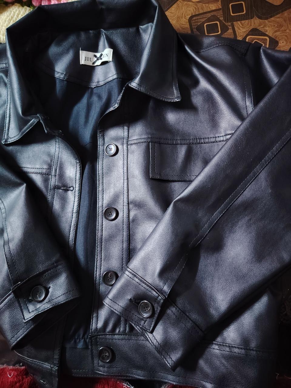 Cropped leather Jacket - Thumbnail 2
