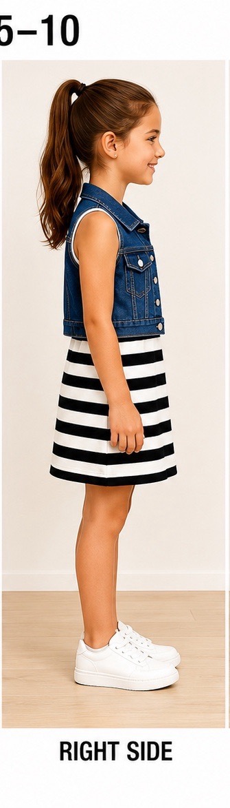 Striped One Piece With Denim Overlay - Thumbnail 4