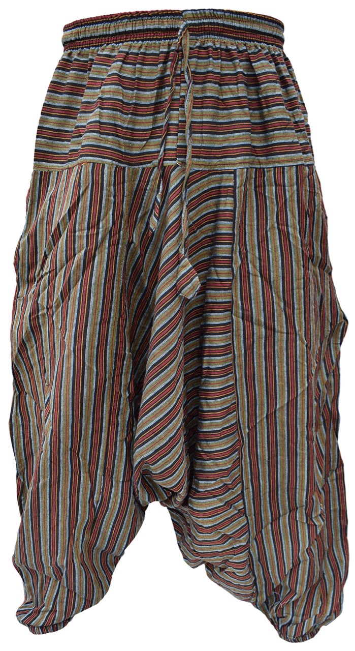 Earth-Tone Striped Harem Pants - Thumbnail 3