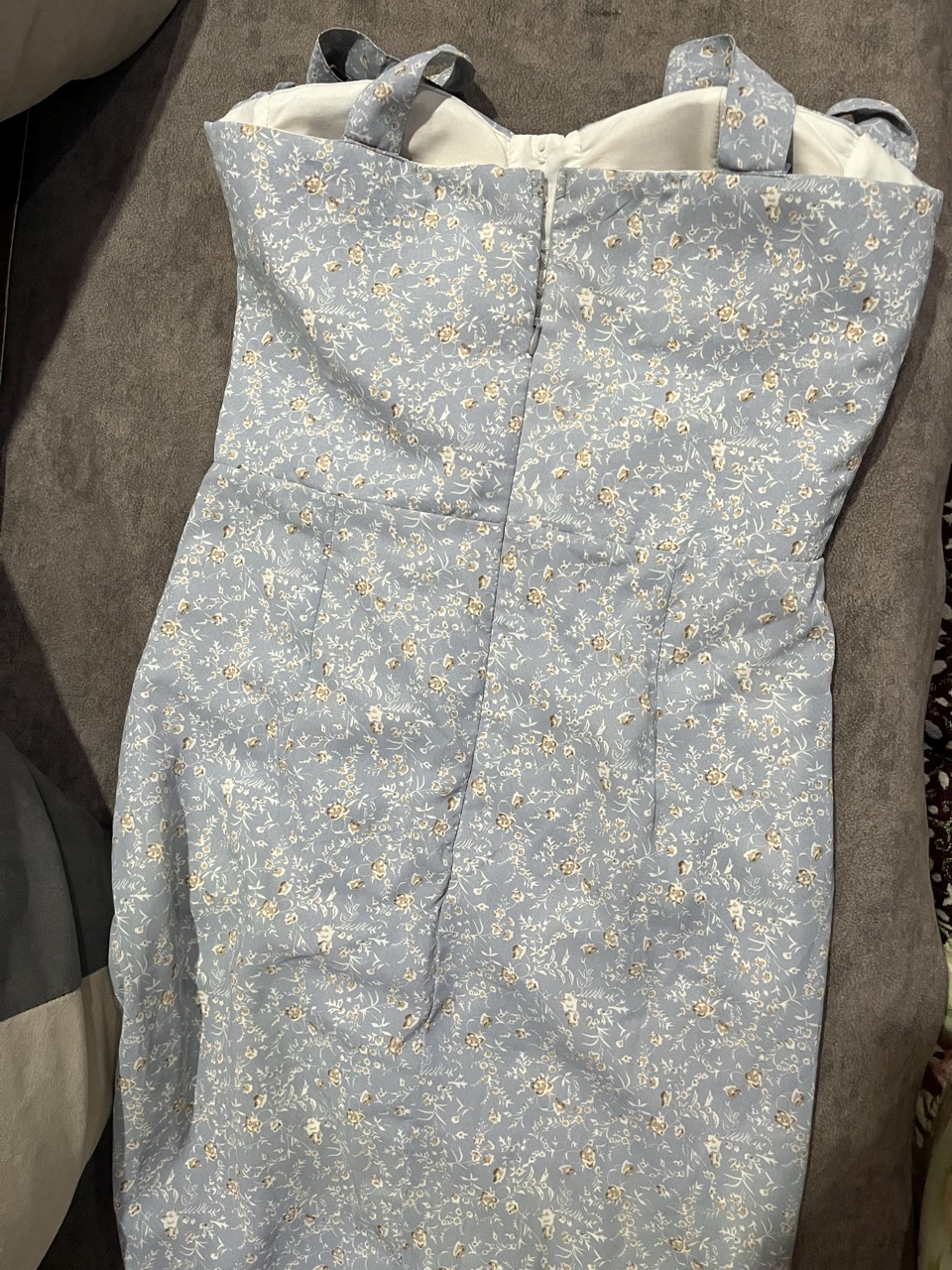 Blue Floral Ruched Bodycon Midi Dress – Size L - Thumbnail 4