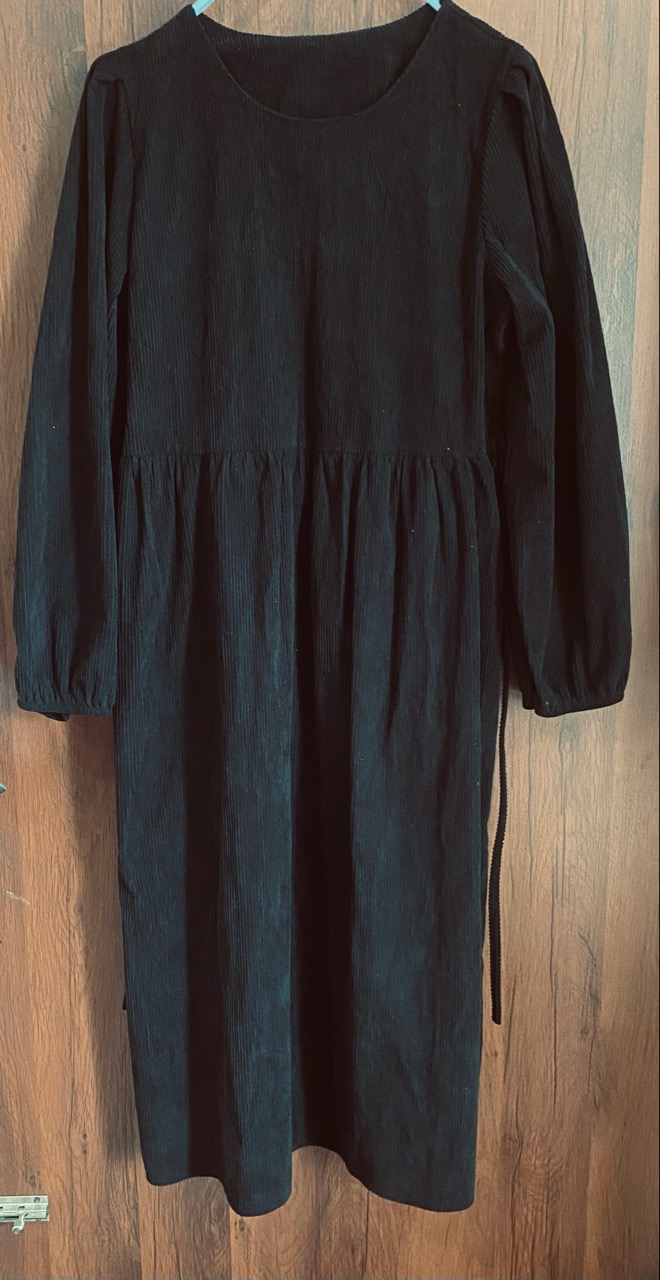 Pure Corduroy Black Gothic Gown - Thumbnail 2