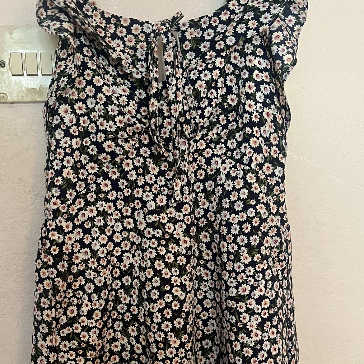 Floral Ruffle-Shoulder Dress