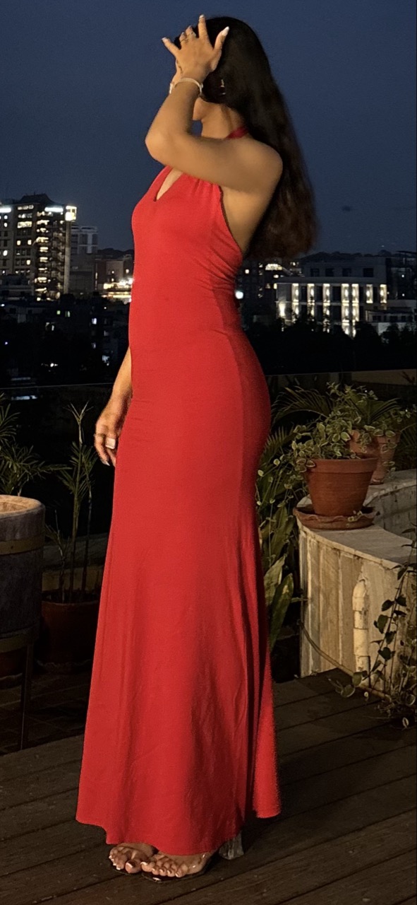 ❤️ Red Halter Maxi Dress - Thumbnail 2