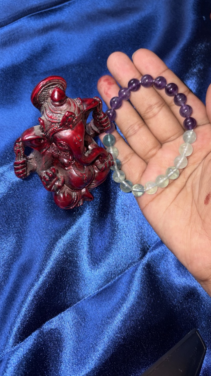 Ganesha × Amethyst & Fluorite Bracelet - Thumbnail 2