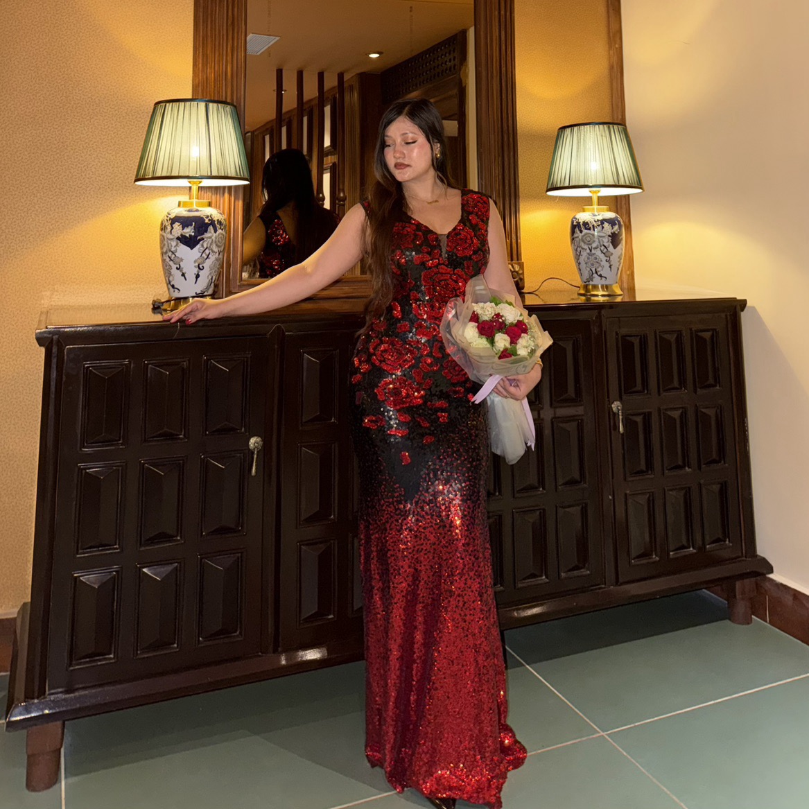 Rose Sequin Mermaid Gown 🌹 - Image 1