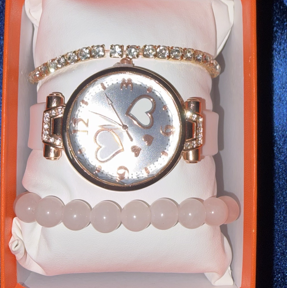Watch × Rose Quartz Bracelet Set