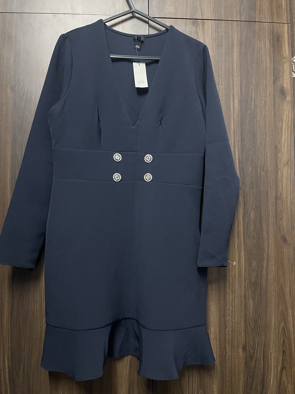 River Island Navy Button Detail minidress - Thumbnail 2