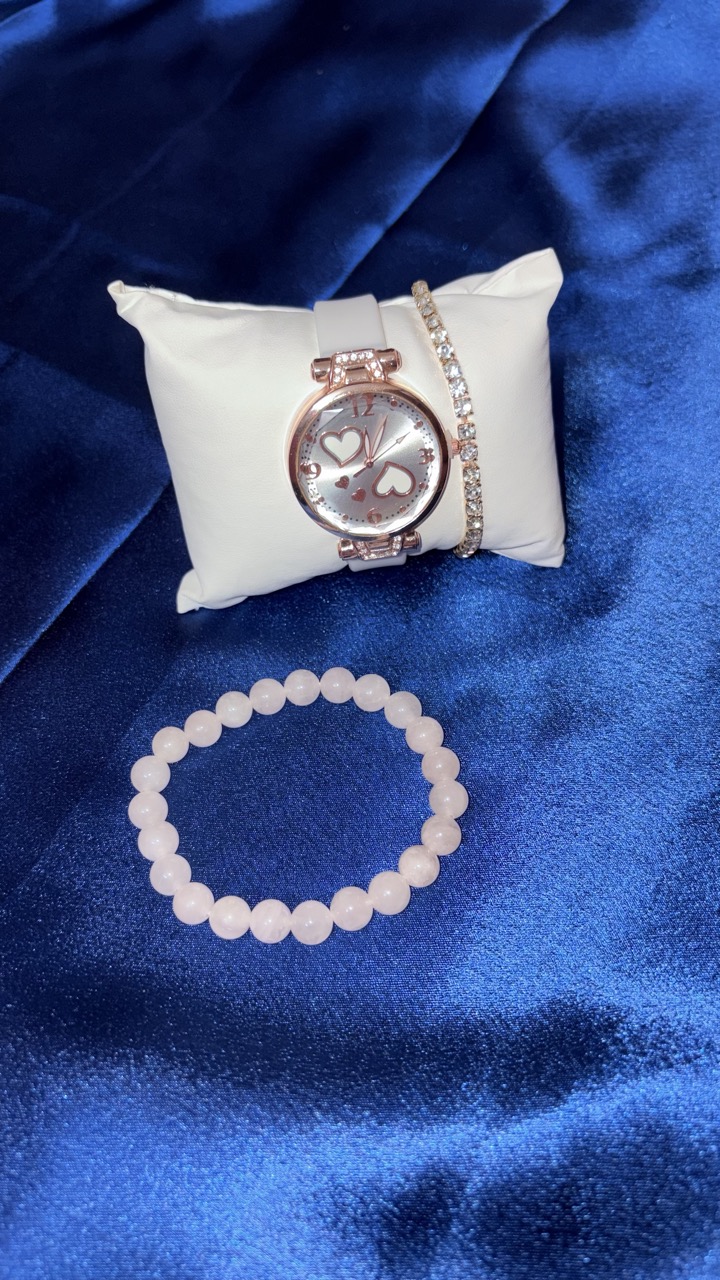 Watch × Rose Quartz Bracelet Set - Thumbnail 2