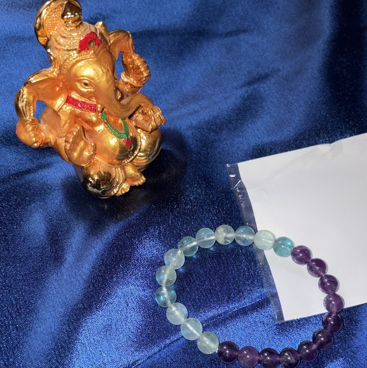 Ganesha × Amethyst & Fluorite Bracelet