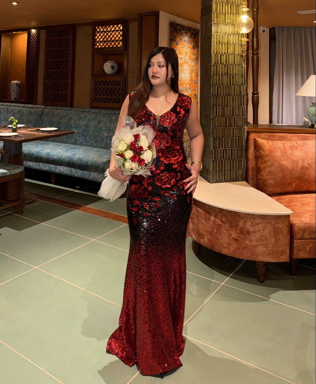 Rose Sequin Mermaid Gown 🌹 - Thumbnail 2