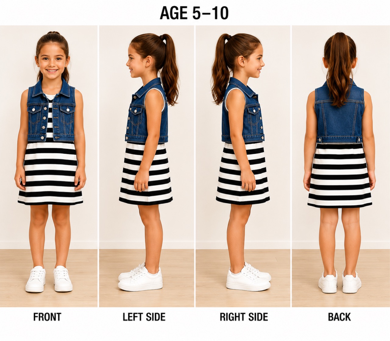 Striped One Piece With Denim Overlay - Image 1